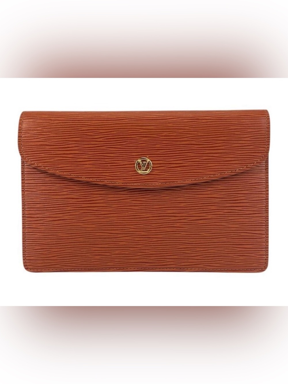 Authentic Louis Vuitton Epi Leather Clutch Cognac